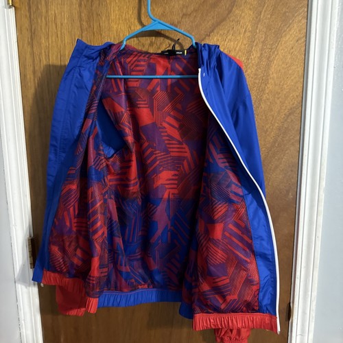 Under Armour Hoodie Mens Medium Blue Red Full Zip Jacket Lined Lightweight Top - Picture 3 of 7