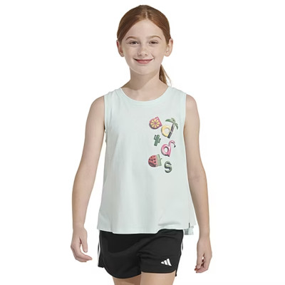 adidas Big Girls Sleeveless Cotton Logo Graphic T-Shirt Size Medium (10/12)