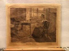 James Taylor Harwood etching Preparations for Dinner 1899 rare Utah art