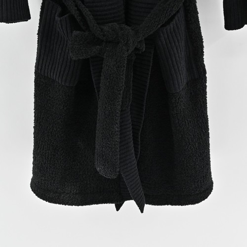NATORI Robe Womens Sz L Black Fleece Belted Comfort Sherpa Plush Soft Cozy JOSIE - 第 4/13 張圖片