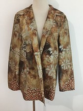CHICO'S Long Open Silk Blend Blazer Jacket Gold, Bronze, Rust Beige Size 1