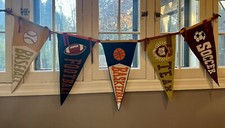 Vintage The Company Store Kids Sports lot of Flags pennant Banner 85% wool 70” L