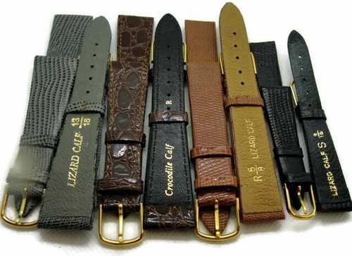 Reloj Banda de Cuero Lagarto Cosido Negro Marrón 10, 11, 12, 13, 14, 16, 19, 21 mm - Imagen 3 de 23