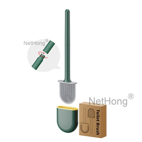Silicone Toilet Brush Adhesive Wall Toilet Brush Holder Soft Bathroom Cleaning - Picture 9 of 27