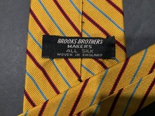 Vintage Brooks Brothers Mens Tie, gold Stripes, Repp Silk 3.25 x60