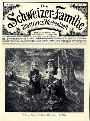 Pilz- Sammler Ein Kenner nach einem Gemälde von Müller- Singke Holzstich von1909