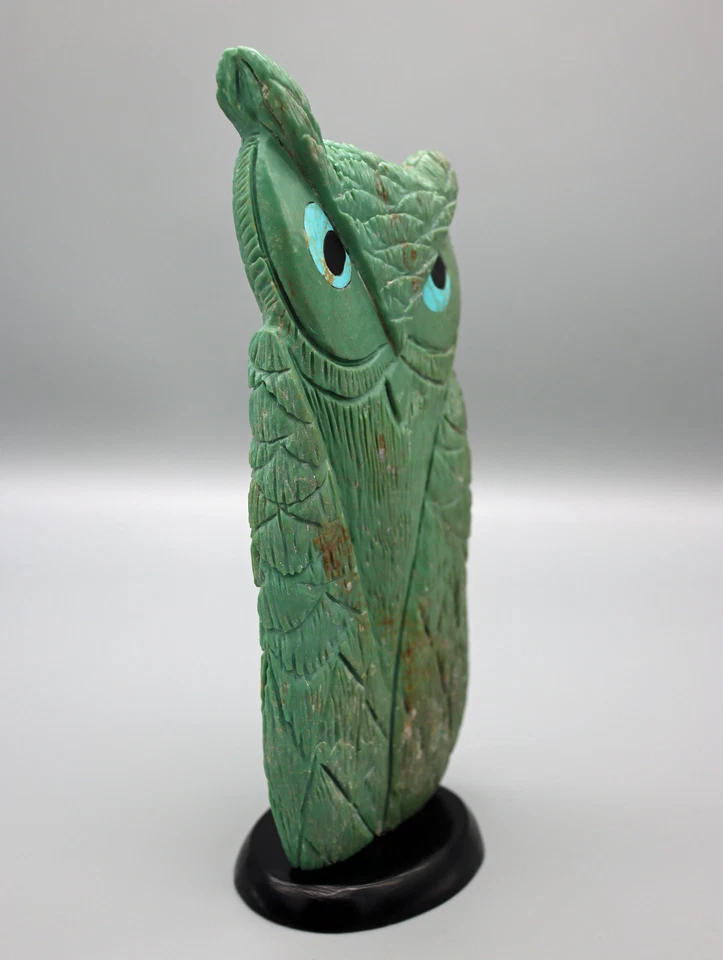 Kateri Quandelacy Sanchez Grande 5 3/4" Alto Turquesa Zuni-Acoma Búho Fetiche Foto 2 de 4