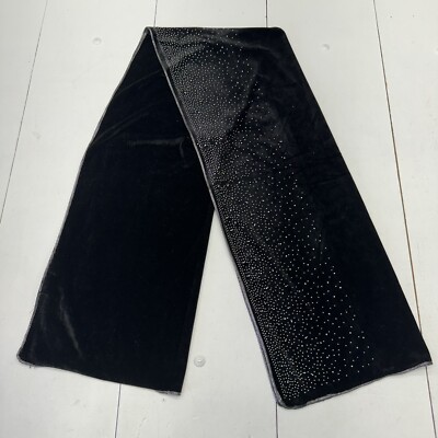 Just Jamie Black Rhinestone Fading Velvet Scarf Wrap Formal Dress Shawl