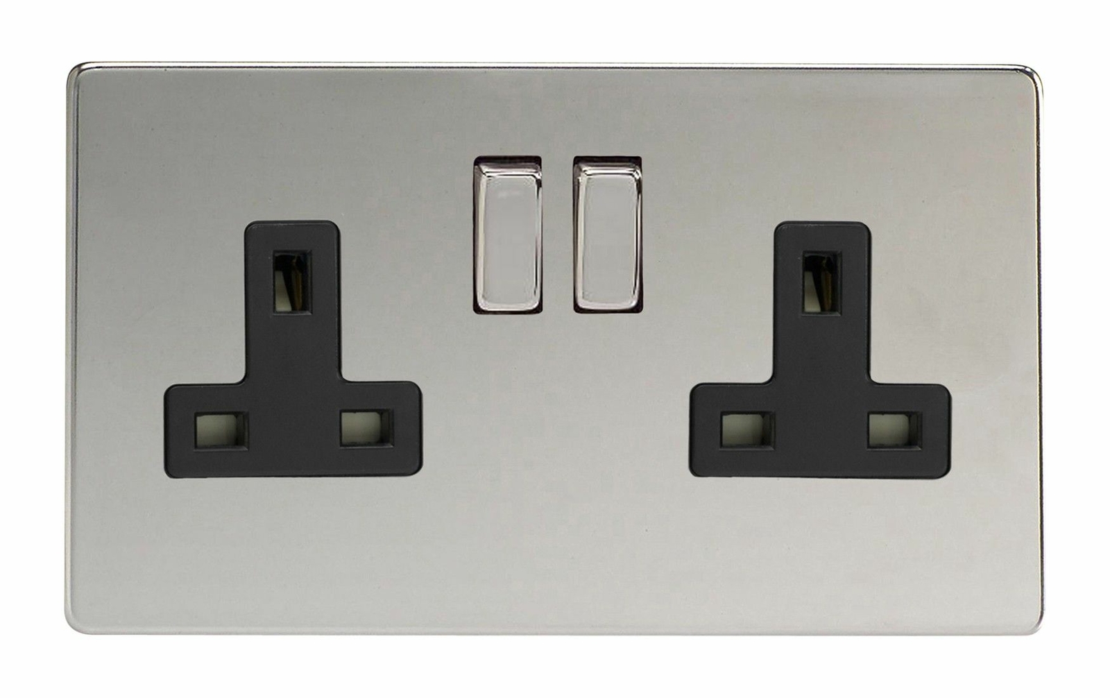 Varilight XDC5BS Screwless Polished Chrome 2 Gang Double 13A Plug Socket