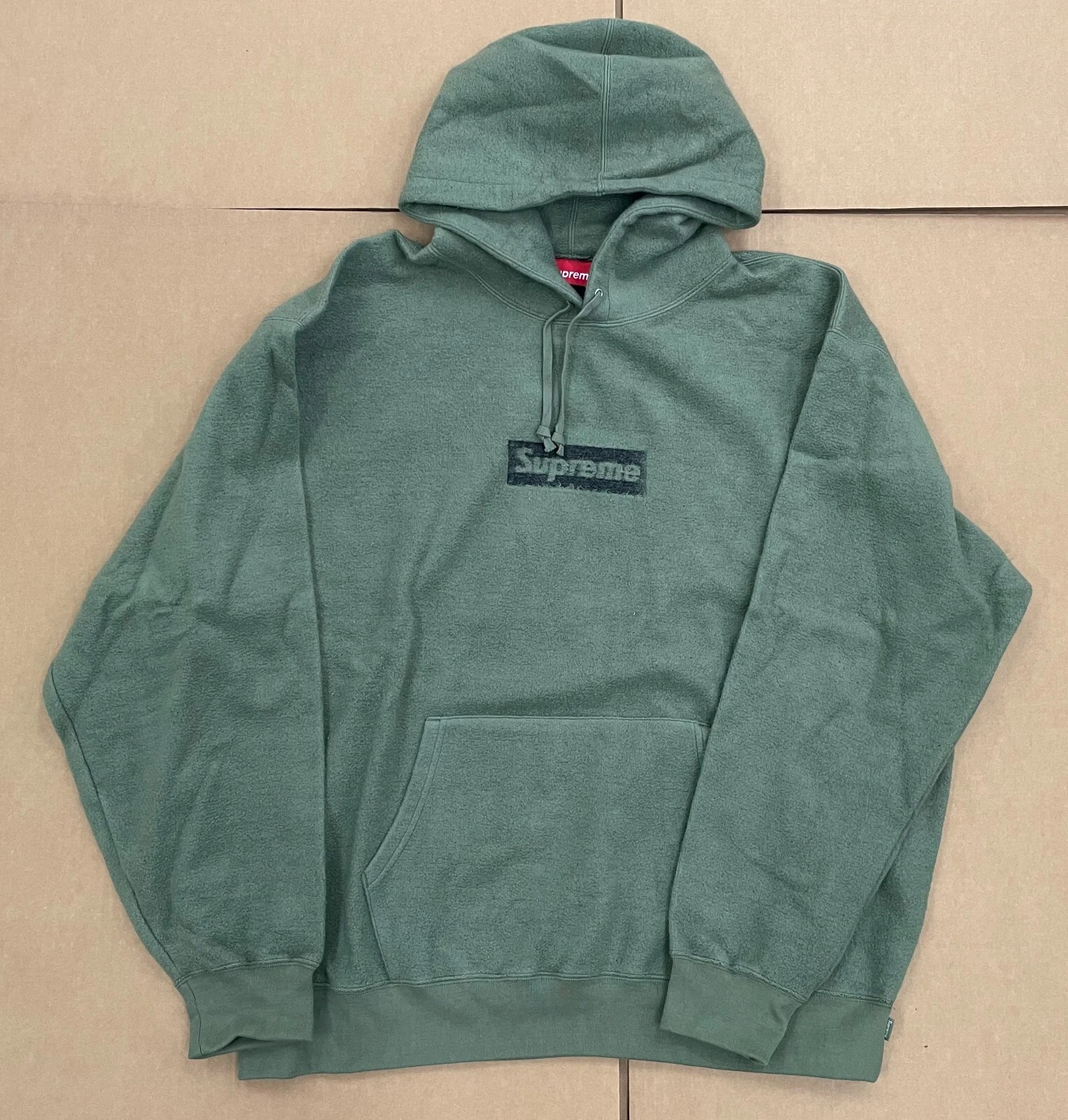 Sweat à capuche SS23 SUPREME LOGO INSIDE OUT BOX VERT OLIVE CLAIR TAILLE XXL