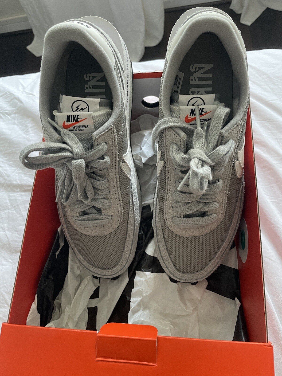 SACAI X NIKE Nike x Sacai x Fragments LDWaffle sneaker scarpe da ginnastica grigio fumo bianco Eur 40 UK 7