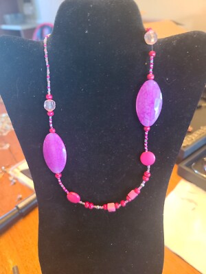 Signed Teng Yue Hot Pink beads with glass seed