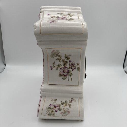 Antique 1895 F. KROEBER Mantle Clock China № 12 Porcelain Case With Key - Picture 2 of 16