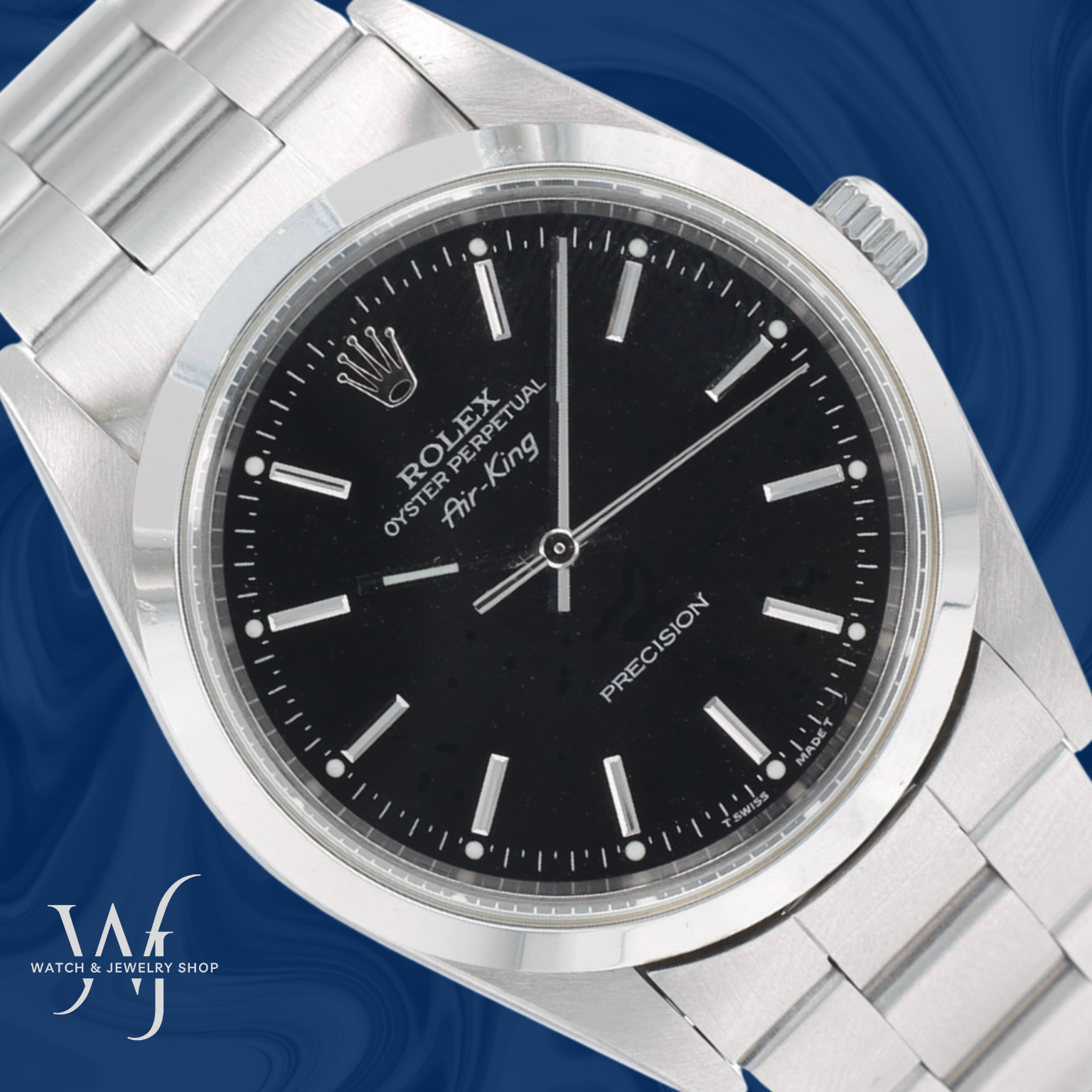 Rolex Air-King 34mm Steel Black Index Dial Smooth Bezel Oyster Band Watch 14000