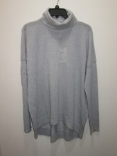 ALEX MARIE KNITS JULIA SWEATER LIGHT GREY TURTLENECK 100 WOOL SIZE L