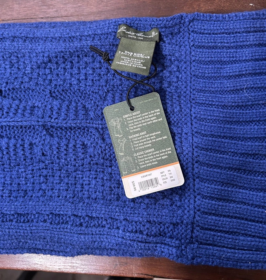 Bufanda tejida Eddie Bauer para clima frío azul 8"X 80" nueva con etiquetas (T7) Foto 4 de 4