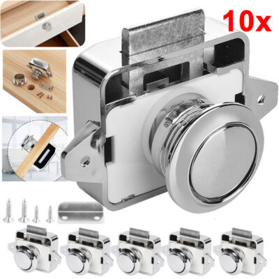 5/10X Silber Push-Lock Möbelschloss Schloss Möbelgriff Druckschloss Für Caravan~