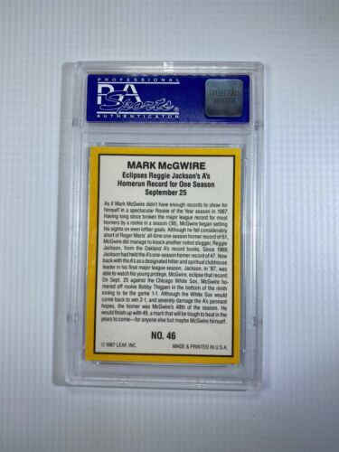 Carta Baseball Donruss Highlights Mark McGwire Rookie 1987 #46 PSA 9 come nuova - Foto 2 di 2