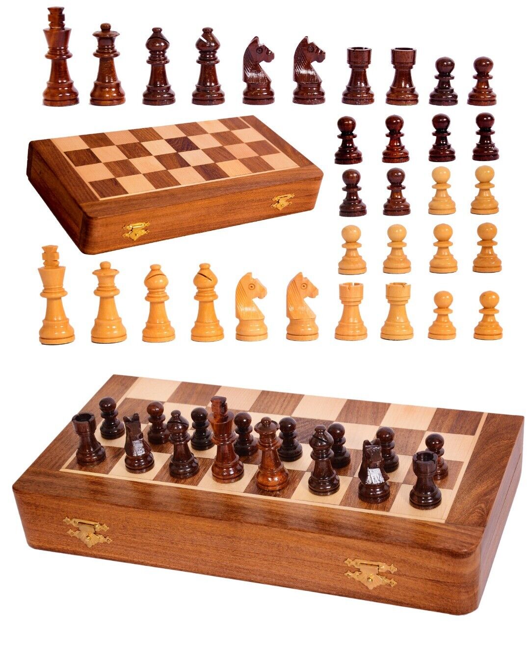 BKRAFT4U Best Chess Set Sale 12 x 12 Rosewood Travel Chess Game Board -  Premium Handmade Wooden Foldable Magnetic Chess Game Board with Storage