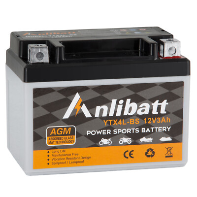 YTX4L-BS ATV Motorcycle AGM Battery High Performance Maintenance Free Replace 
