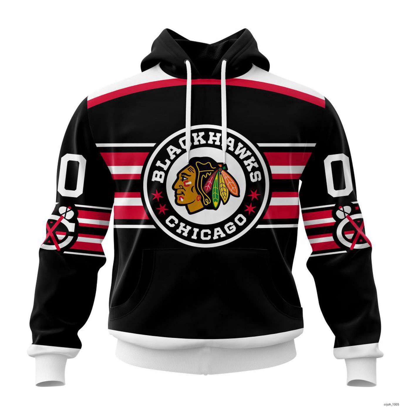  Personalized Chicago Blackhawks Special Bold Design Hoodie Black