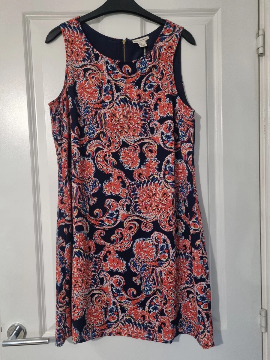 Geometric Print Sleeveless A-Line Dress, berry | Ulla Popken