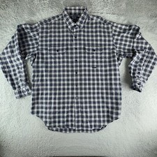 VTG Polo Ralph Lauren Shirt Mens XL Gray Blue Plaid Utility Pockets Made In USA