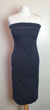 H&M HENNES Ladies Size 36 Black Sleeveless Bandeau Bodycon Side Split Dress 