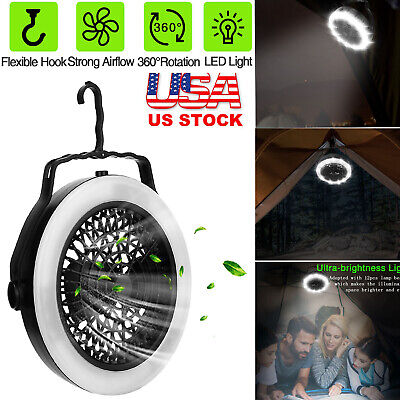 2 in 1  LED Camping Tent Light Hanging Lantern Ceiling Fan Outdoor Hiking Lamp