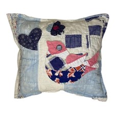 NEW Handmade Bird Pillow  Vintage Feed Sack Quilt  Chenille Bedspread  Cute!!