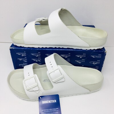 Birkenstock Arizona Exquisite Men’s White Leather Slide Sandal Size  D