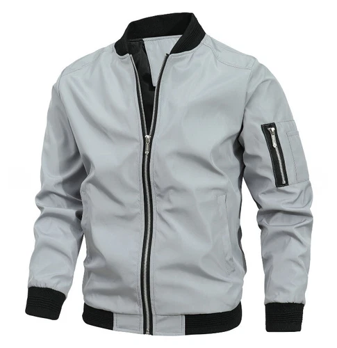 NEU Herren Full Zip Bomber Jacke Leicht Windjacke Freizeit Frühling Herbst Dünn - Bild 12 von 21