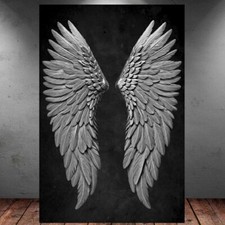 LEINWAND BILD ER XXL ABSTRAKT ENGELSFLÜGEL ENGEL FLÜGEL SILBER WAND POSTER P898