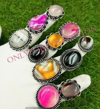 Wholesale Botswana Agate Gemstone 925 Sterling Silver Plated Design Rings Lot