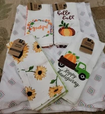 New Twisted Anchor Trading Co Set Of 8 Flour Sacks Fall Themes Organza Bag Gift 