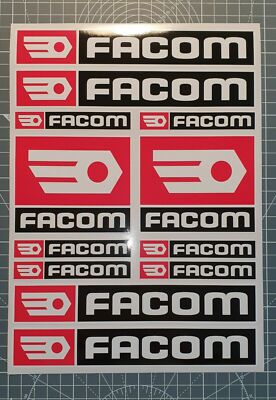 Planche De 12 Autocollants FACOM - Stickers Bricolage, Tuning, Décoration - Neuf Fabriqué En France