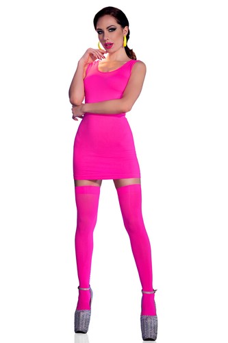 SeXy Nahtloses Minikleid Neonpink Pink Kleid Cut Outs Stretch Material GoGo - Bild 30 von 46