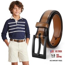 Metal Free Kids Belts for Boys Fit Waist: 28"-32" Gradient Brown