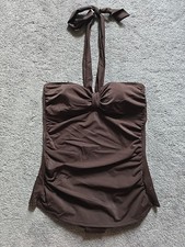 Jantzen Brown Halter Rockabilly Ruched One Piece Slimming Swimsuit 12/14