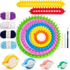 18PCS Knitting Loom Kit for Beginners, Round  Rectangle Looms Pom Pom Maker ...