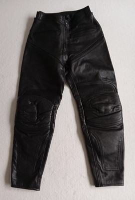 Cafe Racer Motorrad Lederhose Schwarz Echtes Leder Futter Polyester 10/2004 S-M