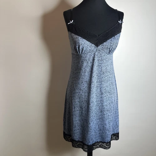 VALENTINO Abito Slip Vintage Y2k Coquette Bordo Pizzo Piccolo Blu Nero Grunge Lingerie Vibes