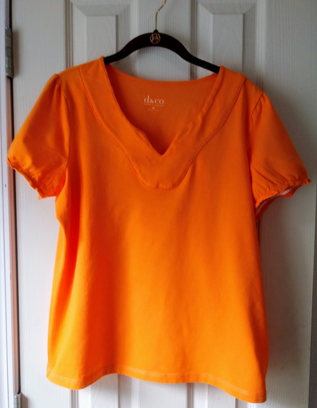 DENIM & CO SHORT SLEEVE ORANGE SHIRT SIZE MEDIUM
