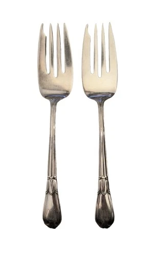 Gorham Strasbourg Sterling Serving Forks Pair Pat 1932 Monogram 6”