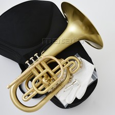 Brass Marching Mellophone, F-Valve, Professional Quality with Case