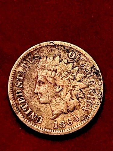 1864L Indian Cent-Pointed Bust ID-MAJOR 90 DEGREE ROTATION ERROR See Video JC328