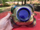 Gorgeous Antique Fenton BLUE Cherry Circles  2 Handled Carnival Glass BonBon — photo 7