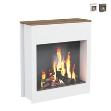 Cornice in legno decorativa per camino elettrico a pavimento Buren