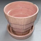 VTG McCoy Pink 4” Pot Basket Design Planter 1950s MCM Pottery USA Granny Chic