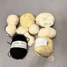 Cashmere Merino Yarn Lot – Debbie Bliss & Sublime Mix, 8 Skeins Cream Yellow Blk
